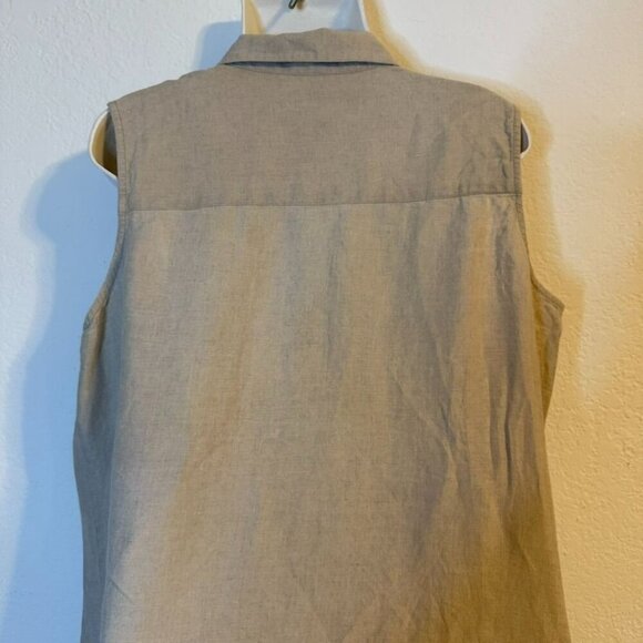 Valerie Stevens Pure Linen Button-Down Sleeveless Lagen Look Shirt Dress Size 16 - Picture 3 of 13